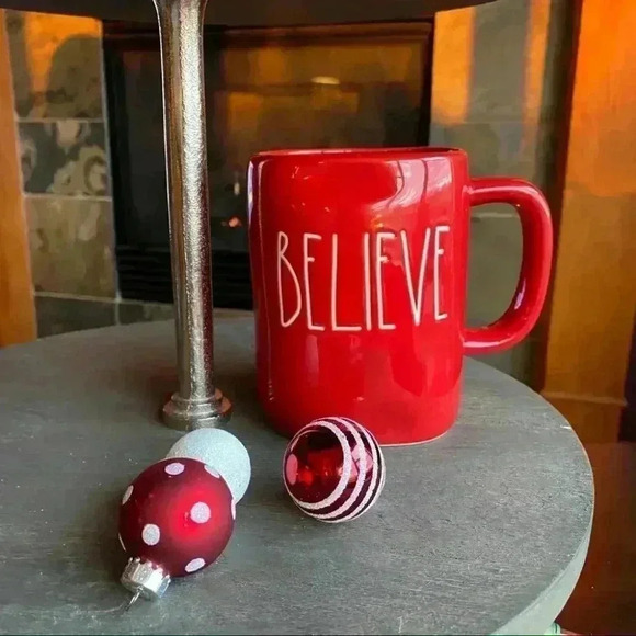 ❤️ NEW Rae Dunn BELIEVE - Beautiful Christmas RED Holiday Ceramic Coffee Mug/Cup - Picture 2 of 11